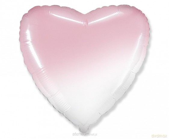 Balon foliowy 46 cm Serce gradient biało-różowy
