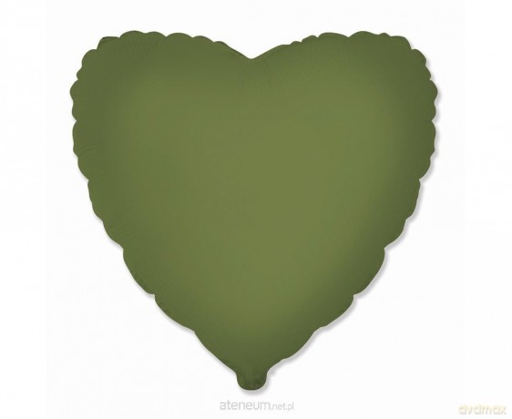 Balon foliowy 46 cm Serce matowe Olive Green