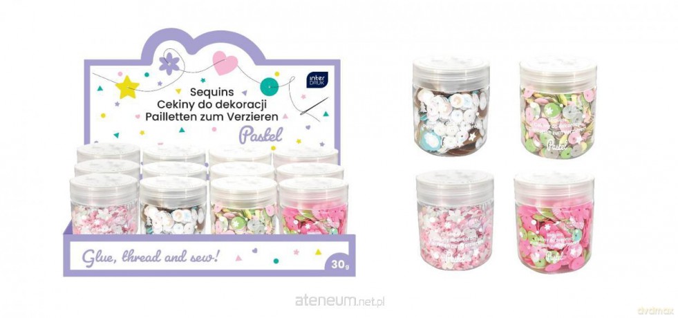Cekiny do dekoracji 30g pastel (12szt)