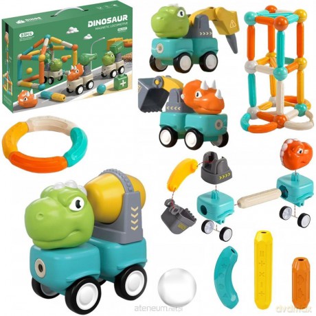 Klocki magnetyczne dinozaury 83el [KLOCKI]