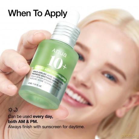 Anua - Azelaic Acid 10 Hyaluron Redness Soothing Serum - Green - 30 ml [KOMSETYKI]