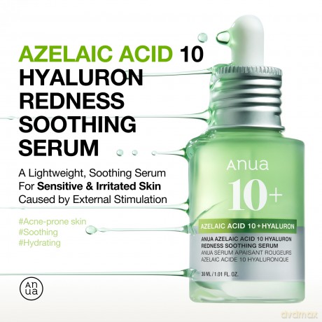 Anua - Azelaic Acid 10 Hyaluron Redness Soothing Serum - Green - 30 ml [KOMSETYKI]