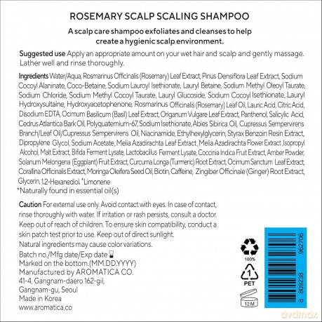 Aromatica - Rosemary Scalp Scaling Shampoo - 400 ml