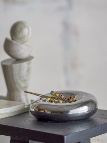Ceramiczna misa dekoracyjna Bloomingville - Shine Bowl - Silver - Stoneware