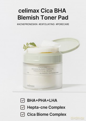 Celimax - Cica BHA Blemish Toner Pad - 60 Pads [KOMSETYKI]
