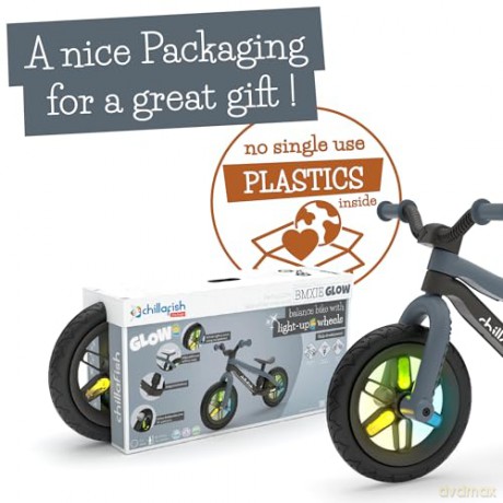 Chillafish - BMXie Glow 12 Lightweight Balance Bike with Light Wheels - Anthracite, 1.5-4 Years (CPMX04ANT)