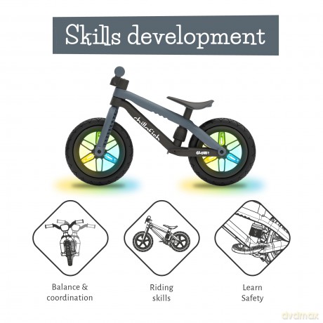 Chillafish - BMXie Glow 12 Lightweight Balance Bike with Light Wheels - Anthracite, 1.5-4 Years (CPMX04ANT)