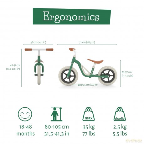 Chillafish - Charlie 10 Lightweight Balance Bike - Forest, 1.5-4 Years (CPCH01FOR)