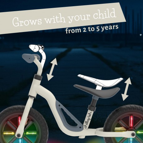 Rower Chillafish - GLOW 10 Lightweight Balance Bike with Light Up Wheels - Beige, 1.5-4 Years (CPCH02BEI)