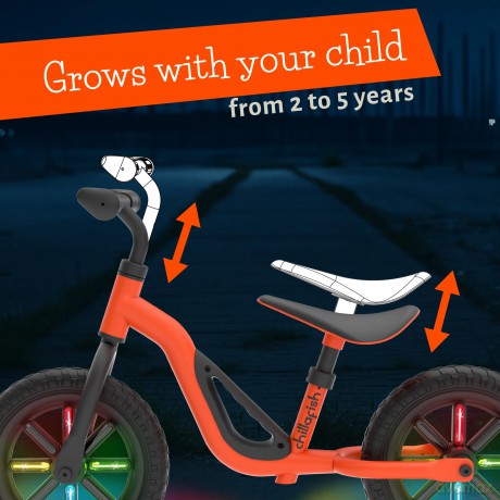 Chillafish - GLOW 10 Lightweight Balance Bike with Light Up Wheels - Orange, 1.5-4 Years (CPCH02ORA)