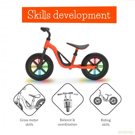 Chillafish - GLOW 10 Lightweight Balance Bike with Light Up Wheels - Orange, 1.5-4 Years (CPCH02ORA)