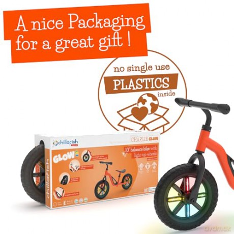 Chillafish - GLOW 10 Lightweight Balance Bike with Light Up Wheels - Orange, 1.5-4 Years (CPCH02ORA)