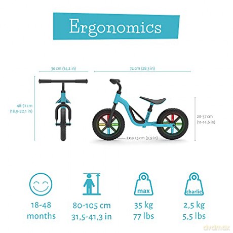 Chillafish - GLOW 10 Lightweight Balance Bike with Light Up Wheels - Sky, 1.5-4 Years (CPCH02SKY)