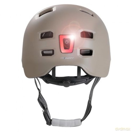 Crazy Safety - Urban bicycle and skater helmet with front and rear lights - Sand - M (54-57cm) (CS240201)