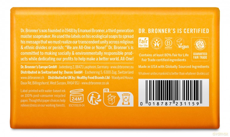 Dr. Bronner's - Bar Soap Citrus Orange 140 g