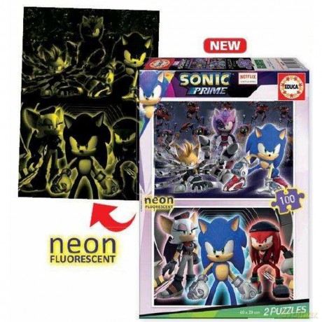 Educa - 2x100 Sonic Prime Neon Puzzle (80-19629)