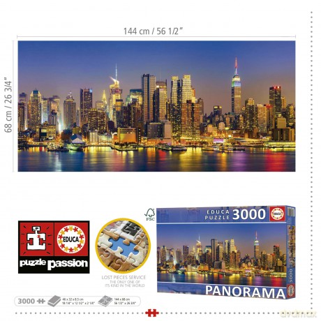 Educa - 3000 pcs - New York Skyline puzzle (80-19948)