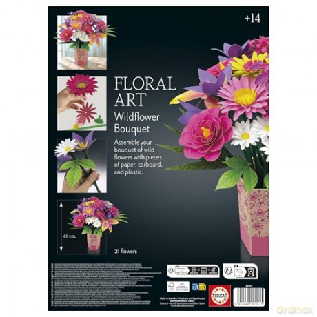 Educa - Floral Art Bouquet Of Wild Flowers - 30 cm x 20 cm - Vibrant (80-20141)