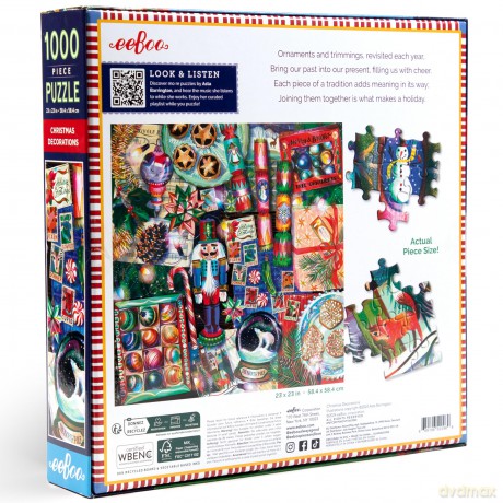 Eeboo - Puzzle 1000 pcs - Christmas Decoration (EPZTCDR)