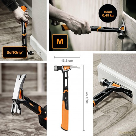 Fiskars - IsoCore Finishing Hammer - M - 16oz/13.5 inches