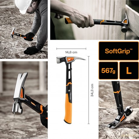 Fiskars - IsoCore General Use Hammer - L - 20oz/13.5 inches