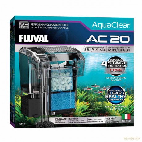 Filtr kaskadowy Fluval - AquaClear AC 20 Hang-On Filter - 379 L/H - 18-76L