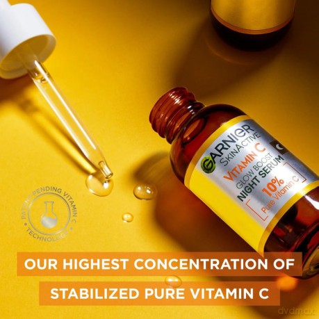 Garnier - SkinActive Vitamin C - 10% Glow Boost Night Serum - 30 ml [KOMSETYKI]