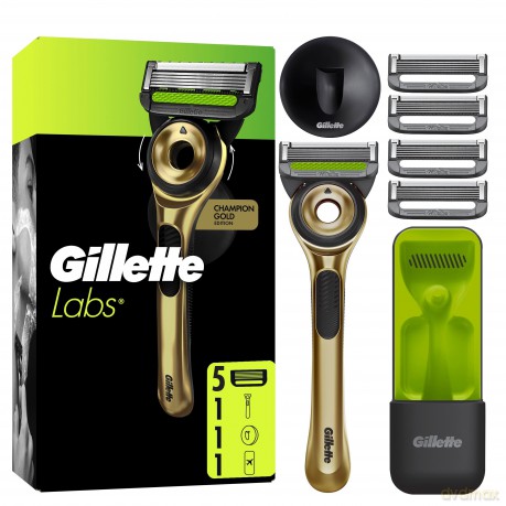 Gillette - Labs With Exfoliating Bar Razor Champion Gold Edition - Green/Black