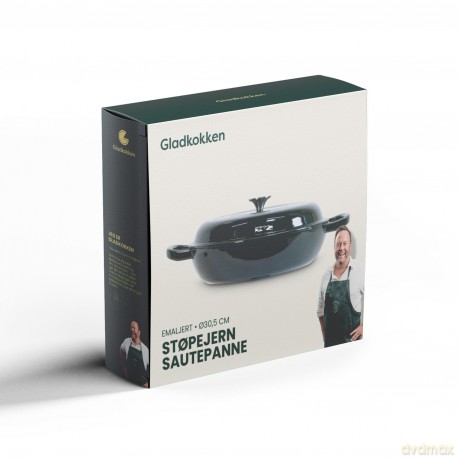 Gladkokken - Cast iron sautepan with lid - Deep bottle green - 30,5 cm