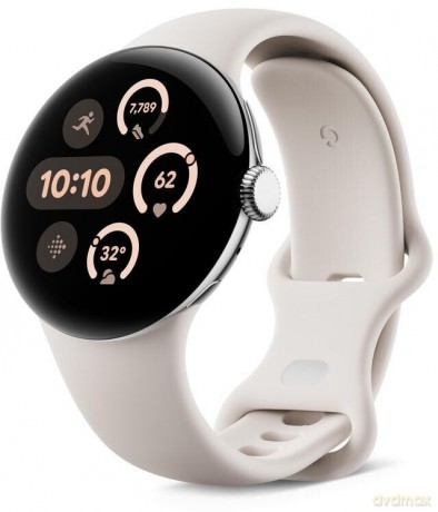 Google - Pixel Watch 3 41mm 4G Polished Silver/Porcelain