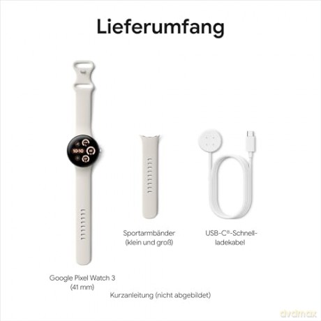 Google - Pixel Watch 3 41mm 4G Polished Silver/Porcelain