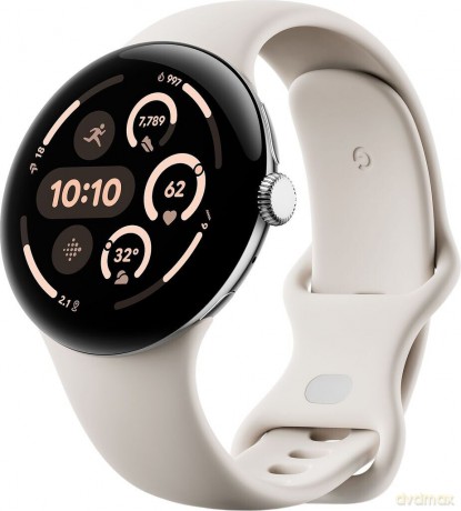 Google - Pixel Watch 3 45mm 4G Polished Silver/Porcelain