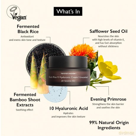 Haruharu Wonder - Black Rice Hyaluronic Cream Unscented - Black - 50 ml [KOMSETYKI]