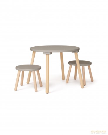 Kids Concept - Stool and Table Set - Light Brown - 77x77x46 cm