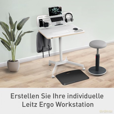 Leitz - Sit/standing desk Ergo Small manually w/wheels - white