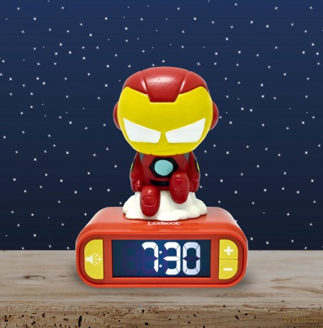 Lexibook - Iron Man Night Light Alarm Clock with Sounds - Red