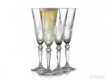 Lyngby Glas - Crystal Melodia Champagne Glass - 16 cl - Set of 4