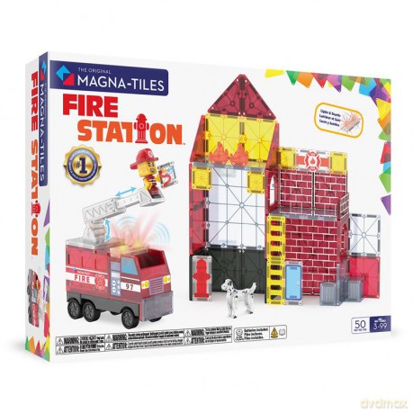 Klocki magnetyczne Magna Tiles - Fire Station 50 Piece Set (90359)