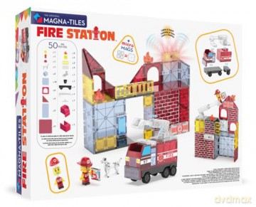 Klocki magnetyczne Magna Tiles - Fire Station 50 Piece Set (90359)