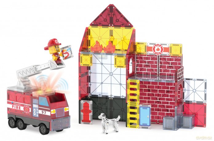 Klocki magnetyczne Magna Tiles - Fire Station 50 Piece Set (90359)