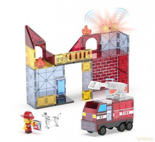 Klocki magnetyczne Magna Tiles - Fire Station 50 Piece Set (90359)
