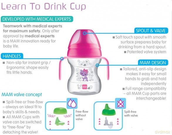MAM - Learn To Drink Cup - Pink - 190 ml