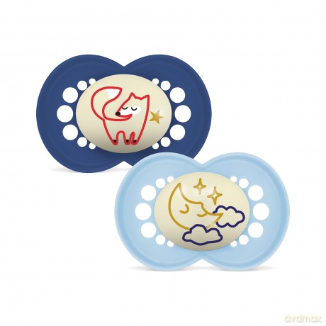 MAM - Original Night Silk Pacifiers - Blue - 16-36m