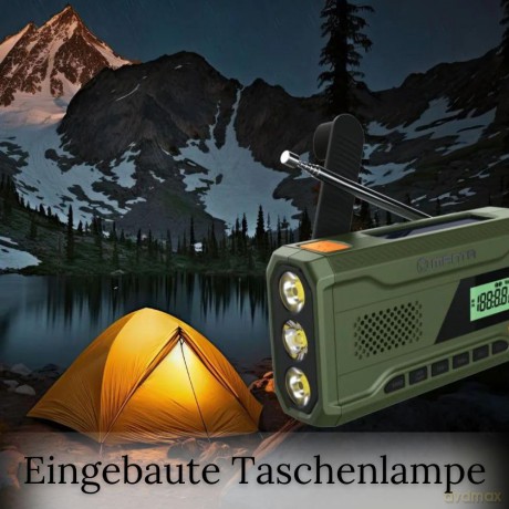 Manta - Portable Emergency crank FM Radio, Solar Power Bank, Flashlight