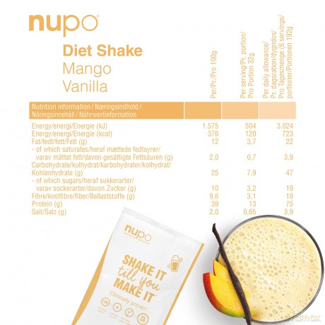 Nupo - Diet Shake Mango Vanilla 12 Servings