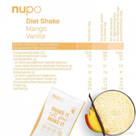 Nupo - Diet Shake Mango Vanilla 12 Servings