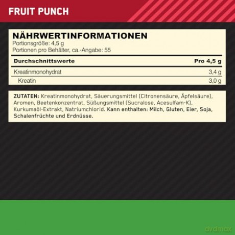 Optimum Nutrition - Creatine Fruit Punch - 247.5G