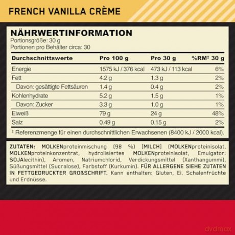 Optimum Nutrition - Gold Standard 100% - French Vanilla CrŠme