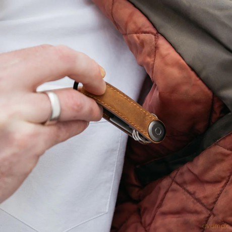 Orbitkey - Crazy Horse Leather Key Organiser - Chestnut Brown/Brown