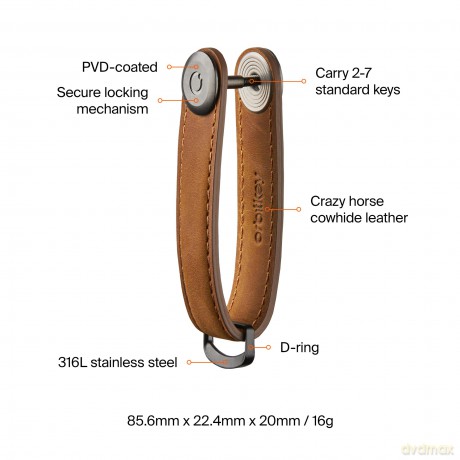 Orbitkey - Crazy Horse Leather Key Organiser - Chestnut Brown/Brown